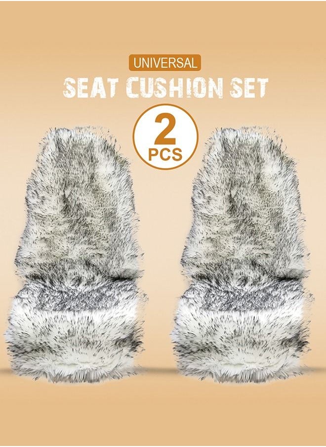 Agc - 2 Piece Sheepskin Fur Car Seat Covers Universal Size Long Wool Car Seat Cushion for Adult Man and Women - Image 1