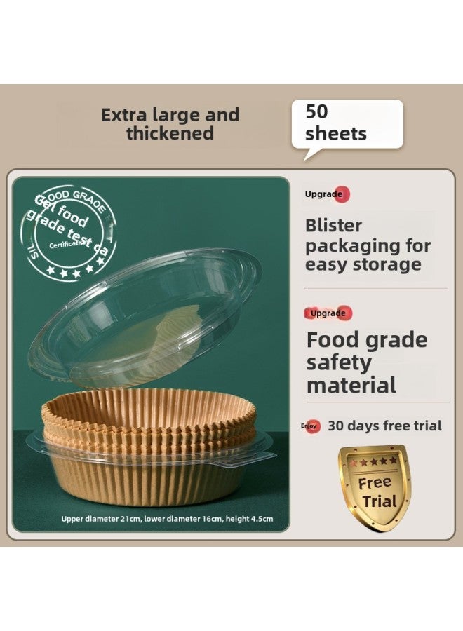 Air Fryer Special Paper Household Baking Pan Oil Absorbing Paper Pad Food Silicone Oil Paper Plate Bowl Square Oil Paper Tin Paper-Colour:Standard-Specification:Food Grade 50 Sheets + Pet Dustproof Box❤Extra Thick And Extra Large Size (for 3-5 Liter Fryers)