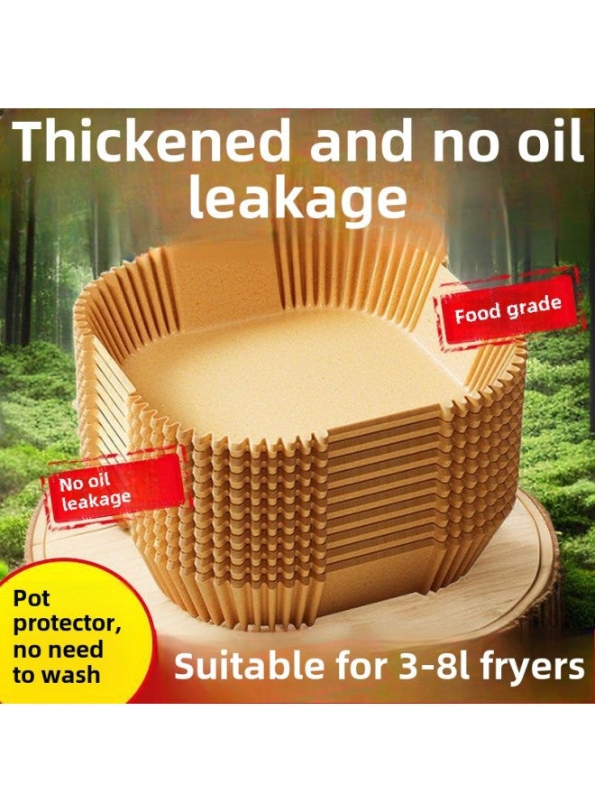 Air Fryer Special Paper Household Baking Pan Oil Absorbing Paper Pad Food Silicone Oil Paper Plate Bowl Square Oil Paper Tin Paper-Colour:Standard-Specification:Food Grade 50 Sheets + Pet Dustproof Box❤Extra Thick And Extra Large Size (for 3-5 Liter Fryers)