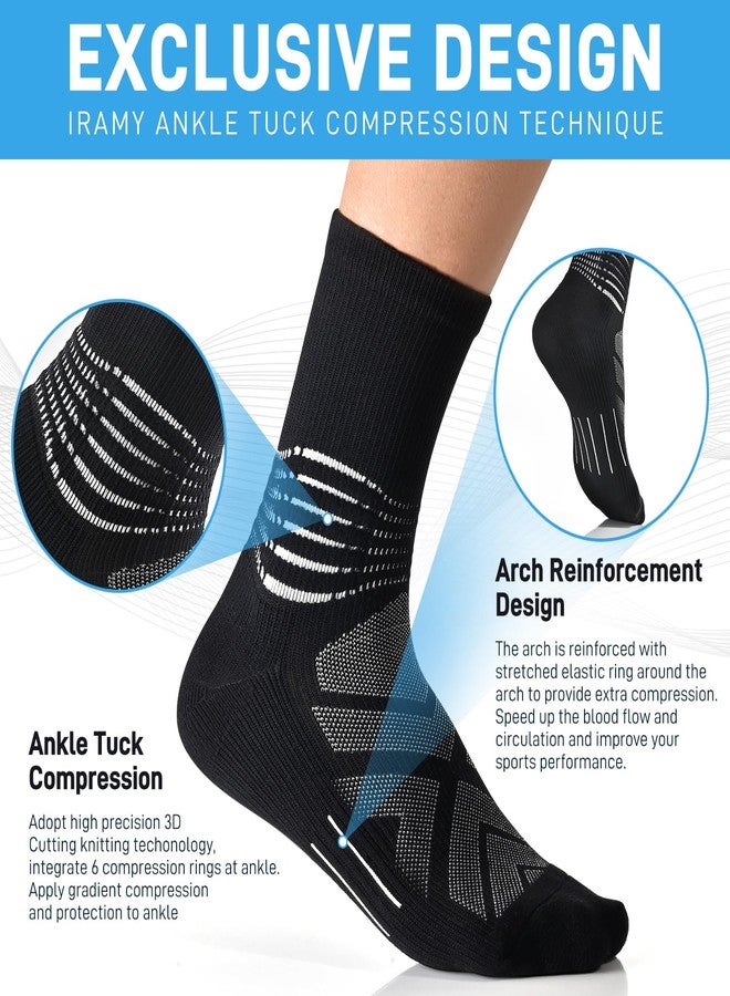 IRAMY Compression Ankle Support Crew Socks Men Women Coolmax Wicking Plantar Fasciitis Relief Running Hiking Socks 3 Pairs - Image 2