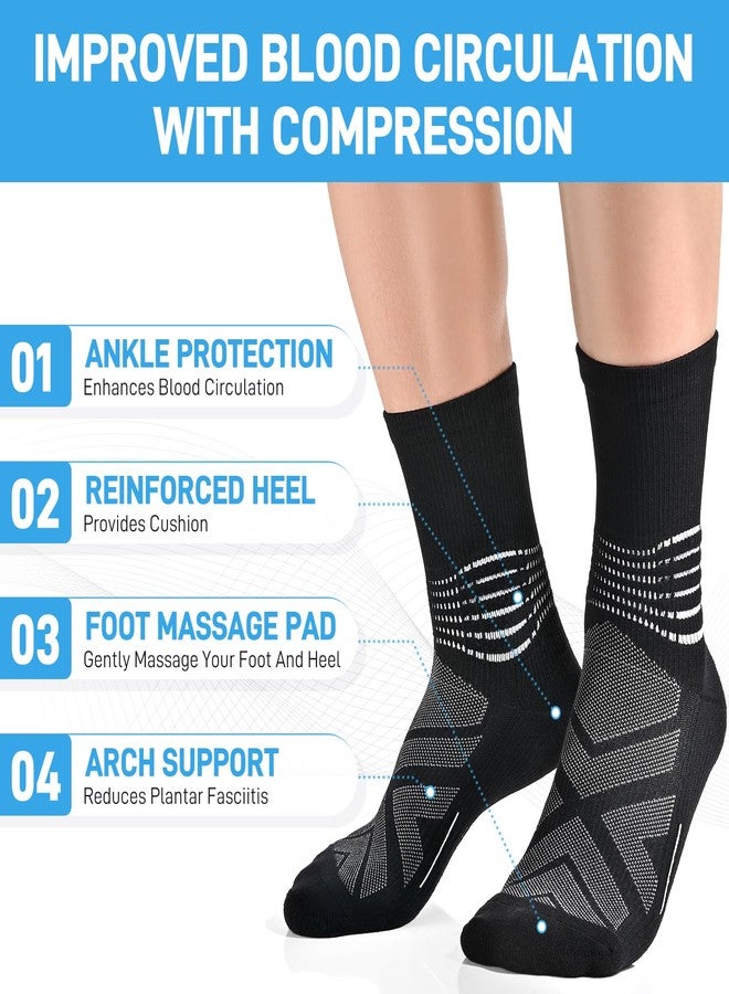 IRAMY Compression Ankle Support Crew Socks Men Women Coolmax Wicking Plantar Fasciitis Relief Running Hiking Socks 3 Pairs - Image 4