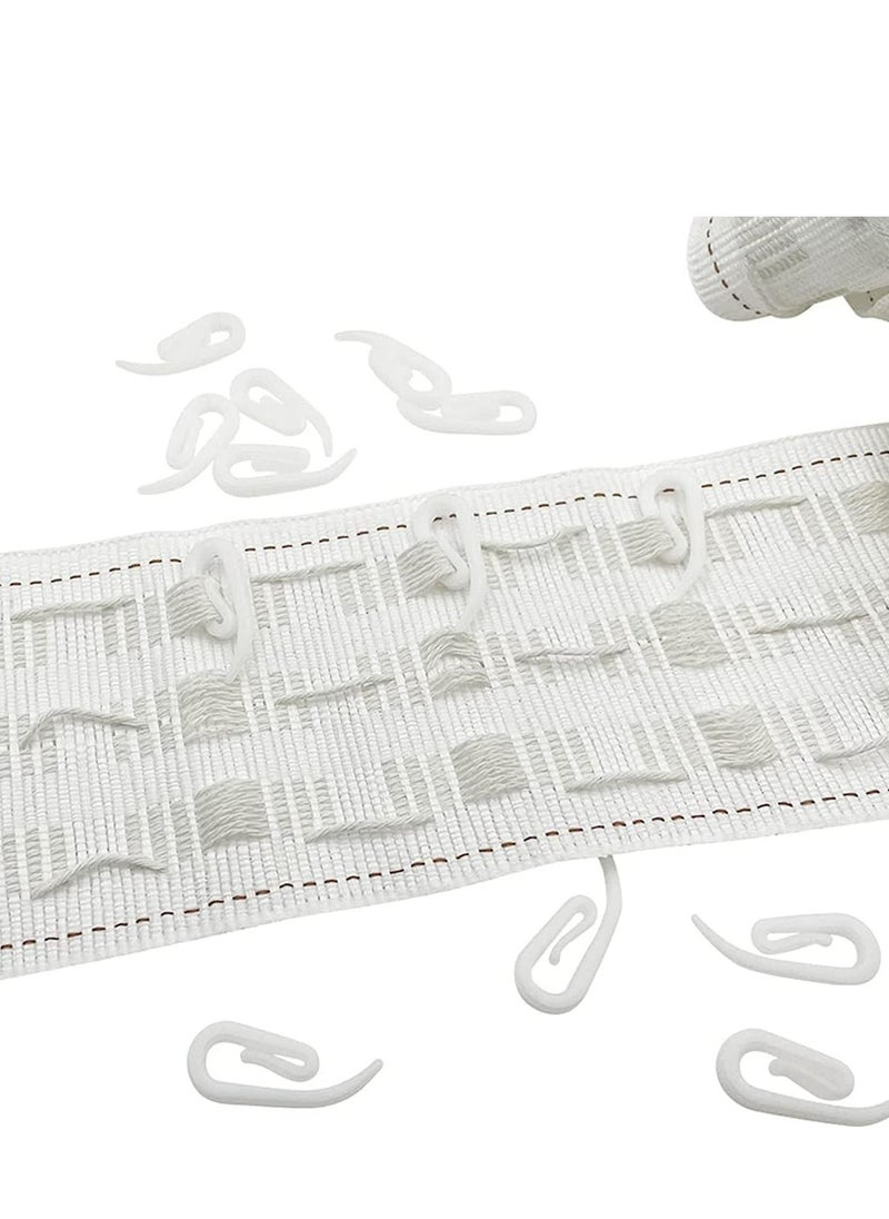 KASTWAVE - KASTWAVE Plastic Curtain Hooks for Window Curtain or Door Curtain, Plastic Curtain Header Tape Drapery Hooks 100Pack 2.8x1.2cm - Image 1