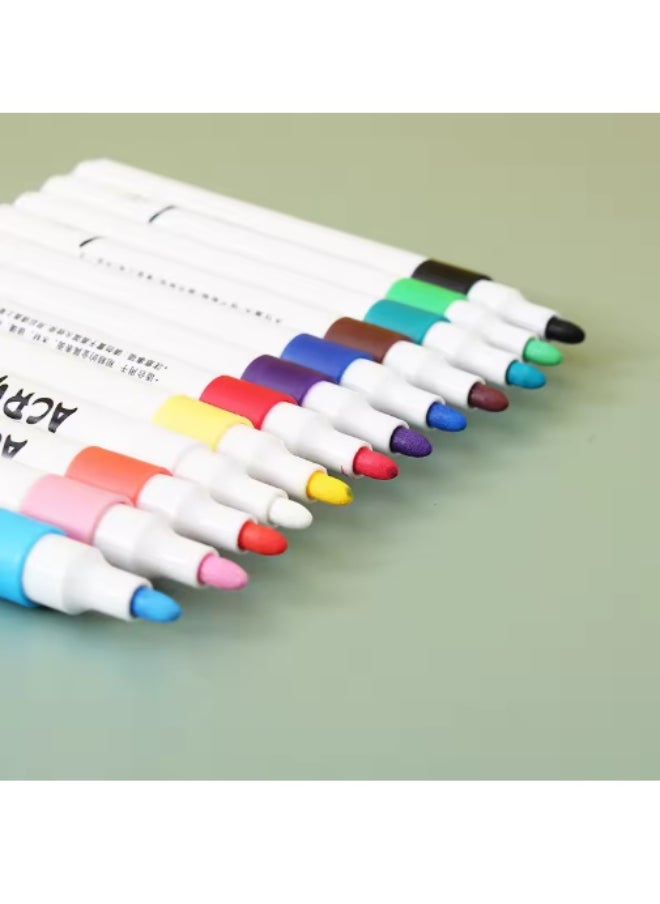 Generic 48 Colors Quick Drying Permanent Acrylic Markers Set for Painting on Glass, Ceramics, Stone, Fabric, and Wood  - Image 5