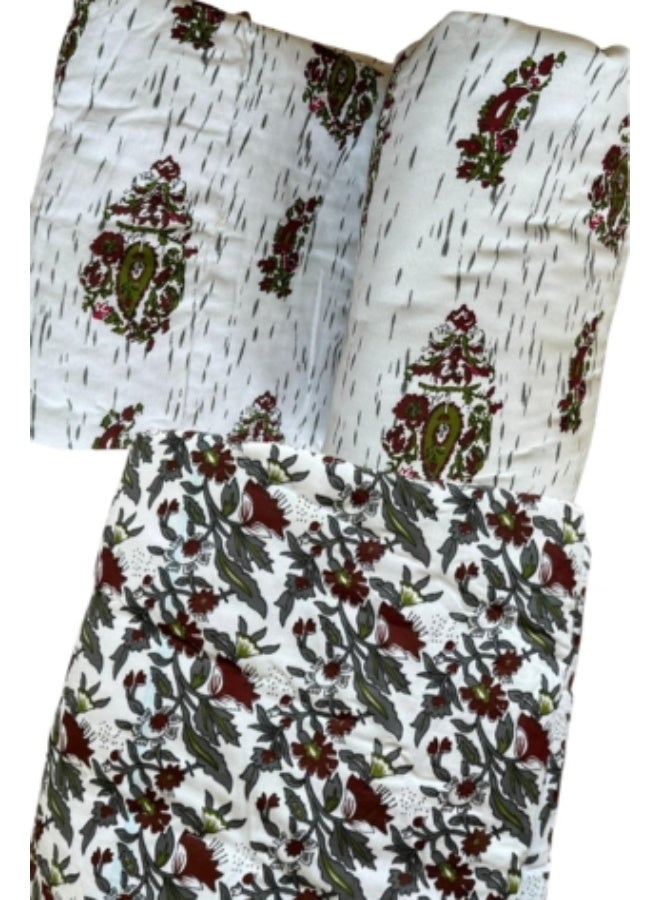 ecotattva Baby Quilt light Brown flowers and light pink flowers - Image 1