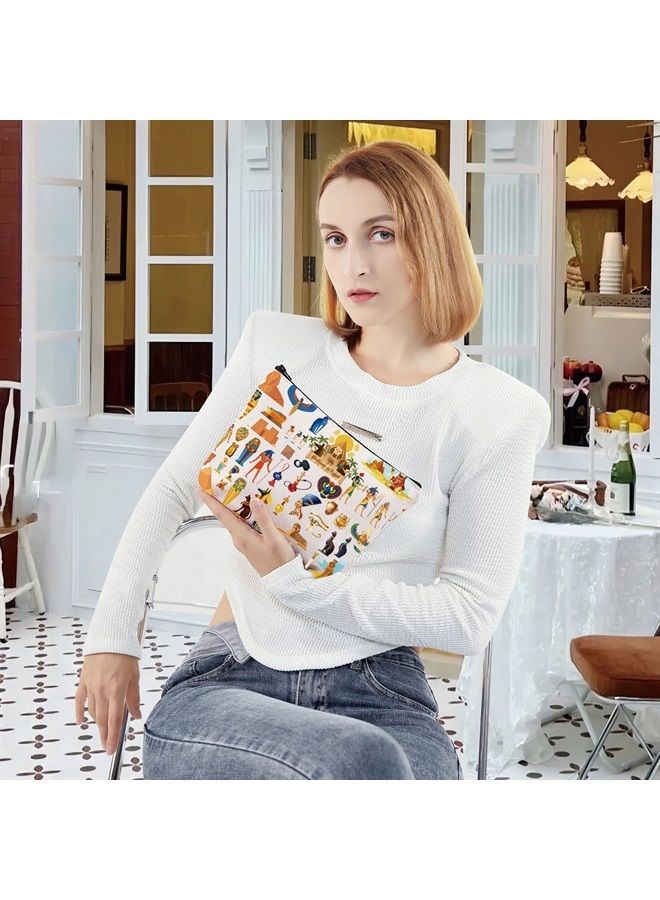 LEVLO Egyp Travel Pouch Bag Ancient Egypt Gift Egyptian Make Up Zipper Pouch Bag Ancient Civilization Merch (Egyp) - Image 4