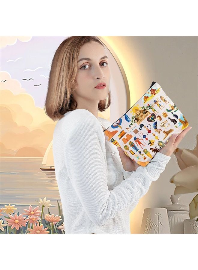 LEVLO Egyp Travel Pouch Bag Ancient Egypt Gift Egyptian Make Up Zipper Pouch Bag Ancient Civilization Merch (Egyp) - Image 3