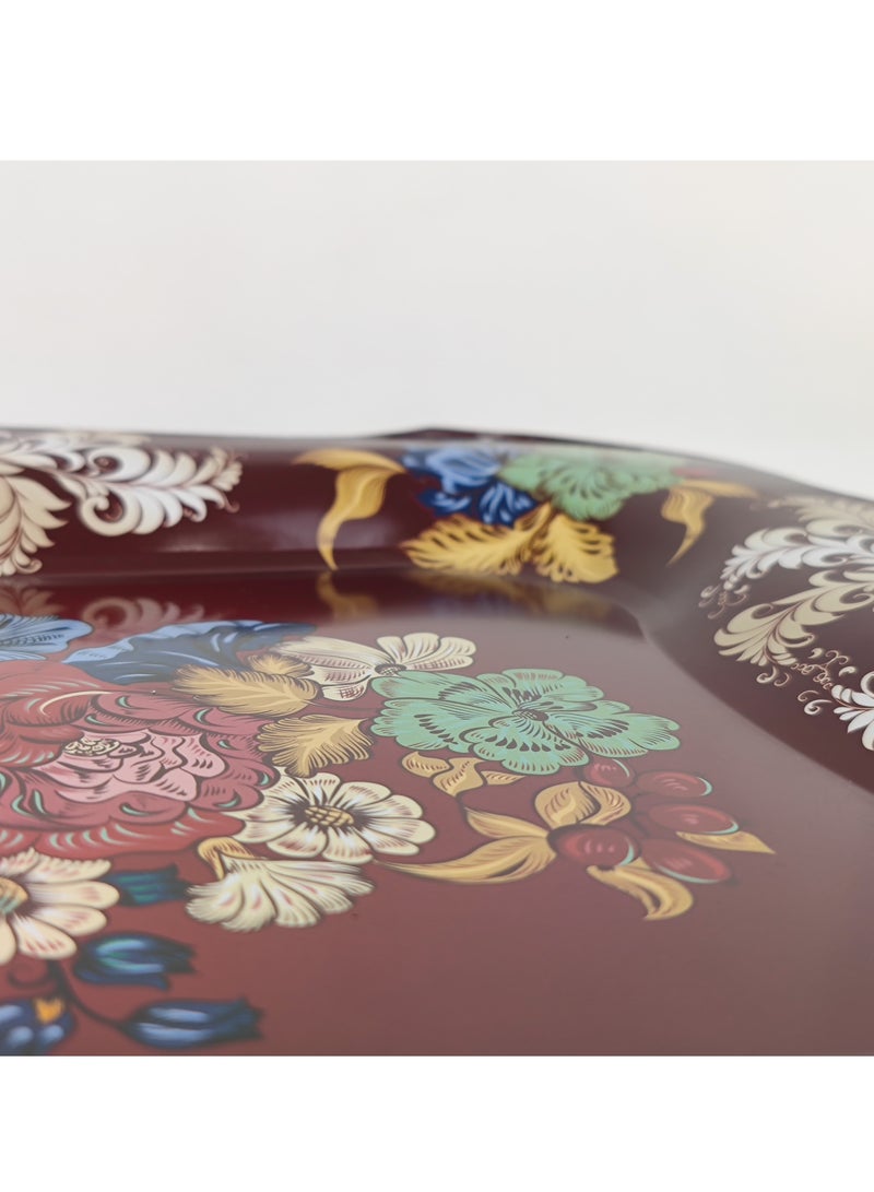 HTH Premium Flower Print Design Stainless Steel Serving Tray Durable Large Dinner Plate Decorative Plate 38x25/45x30 cm - Image 5