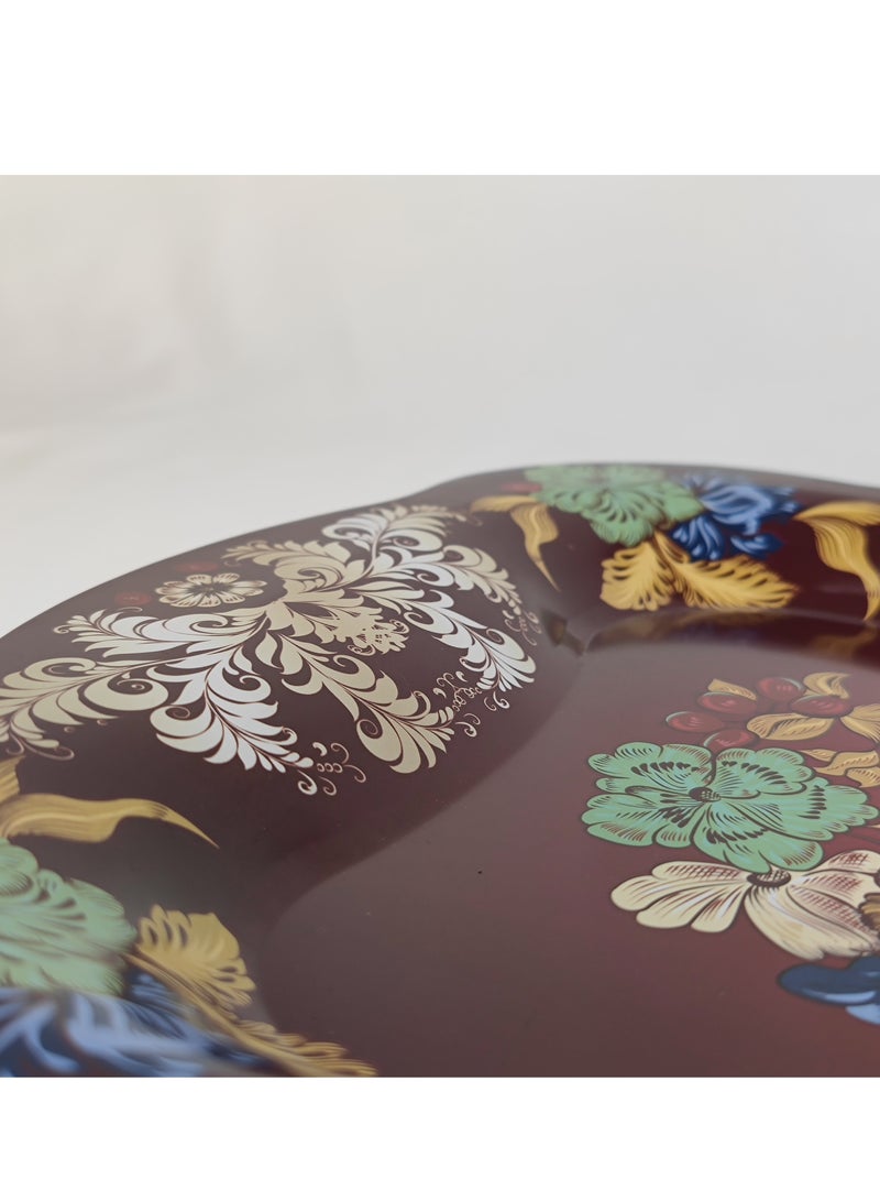 HTH Premium Flower Print Design Stainless Steel Serving Tray Durable Large Dinner Plate Decorative Plate 38x25/45x30 cm - Image 4