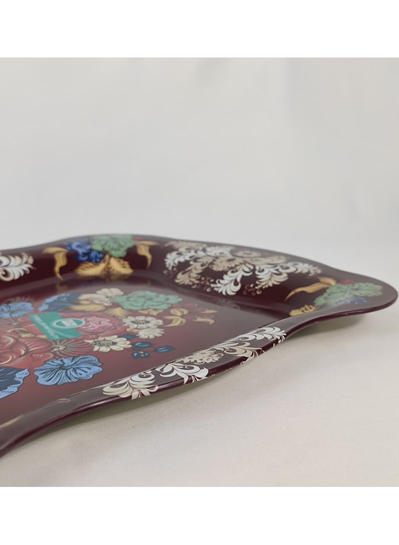 HTH Premium Flower Print Design Stainless Steel Serving Tray Durable Large Dinner Plate Decorative Plate 38x25/45x30 cm - Image 3