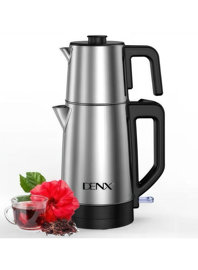 DENX 2200W Stainless Steel Double Electric Kettle 1.8L+1.2L Large & Small Capacity Hot Water Boiler, Tea, Coffee Maker Kettle, Auto Shut Off, Boil Dry Protection, Kitchen & Office Appliance, DX3802 - Image 1