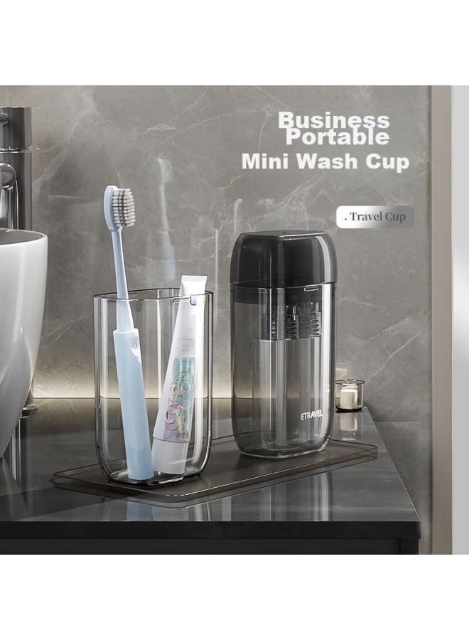 ETRAVEL Etravel Travel Mini Toiletry Cup Set For Two, Toothbrush Holder, Mouthwash Cup, Toothbrush Cup, Storage Box, Gentleman Gray - Image 1