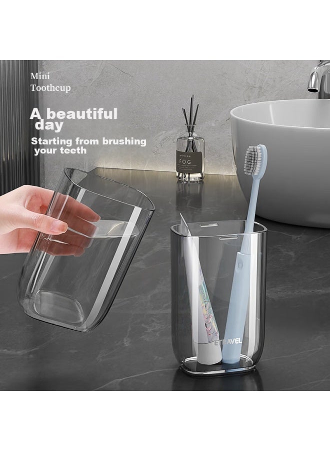 ETRAVEL Etravel Travel Mini Toiletry Cup Set For Two, Toothbrush Holder, Mouthwash Cup, Toothbrush Cup, Storage Box, Gentleman Gray - Image 3