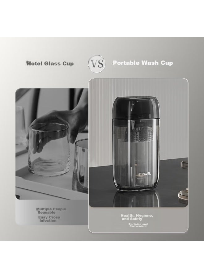 ETRAVEL Etravel Travel Mini Toiletry Cup Set For Two, Toothbrush Holder, Mouthwash Cup, Toothbrush Cup, Storage Box, Gentleman Gray - Image 2