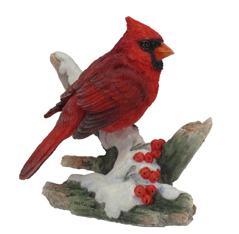 US 4.25 Inch Cardinal Bird on Snowy Branch Decorative Figurine, Red - Image 4