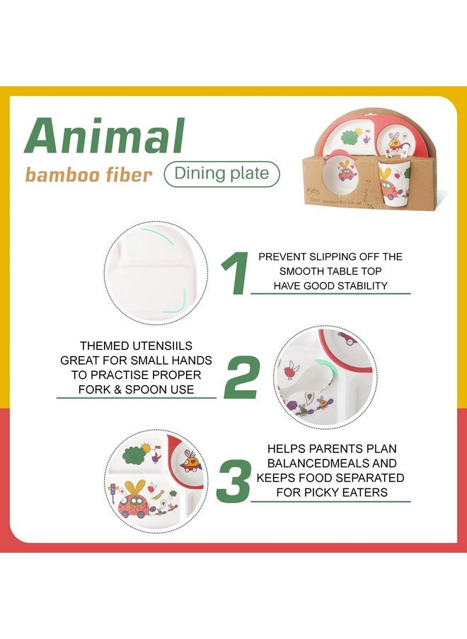Qshare - Melamine Kids Dinnerware Set,5Pcs Toddler Dinnerware Set,Baby Plate Bowl Cup Spoon Fork Set Dishware,Baby Bowl,Cup,Fork And Spoon - Image 1