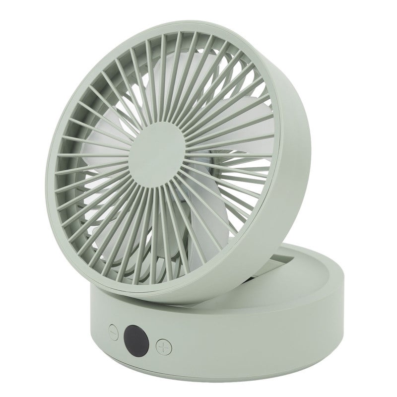 Foldable Desk Fan Greenish Gray Light Sound Strong Wind Oscillating Desktop Fan - Long Battery Life Portable Multifunctional Fan for Office Study Camping Long Car Rides - Image 5