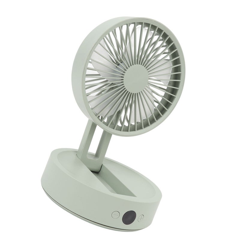 Foldable Desk Fan Greenish Gray Light Sound Strong Wind Oscillating Desktop Fan - Long Battery Life Portable Multifunctional Fan for Office Study Camping Long Car Rides - Image 2