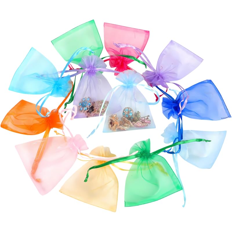 VELEXE Colourful Organza Gift Bags | 6x4CM | Pack of 25 | Drawstring Pouches for Jewelry, Party Favors, and DIY Crafts | Reusable & Versatile Storage Pouches - Image 1