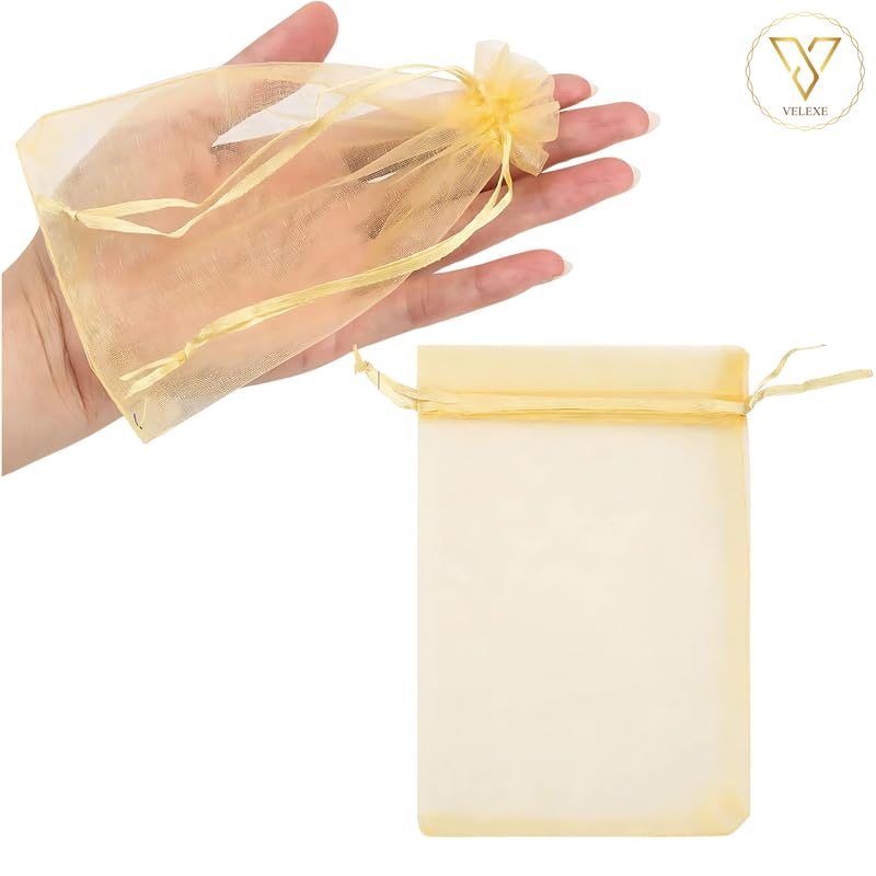 VELEXE Colourful Organza Gift Bags | 6x4CM | Pack of 25 | Drawstring Pouches for Jewelry, Party Favors, and DIY Crafts | Reusable & Versatile Storage Pouches - Image 3