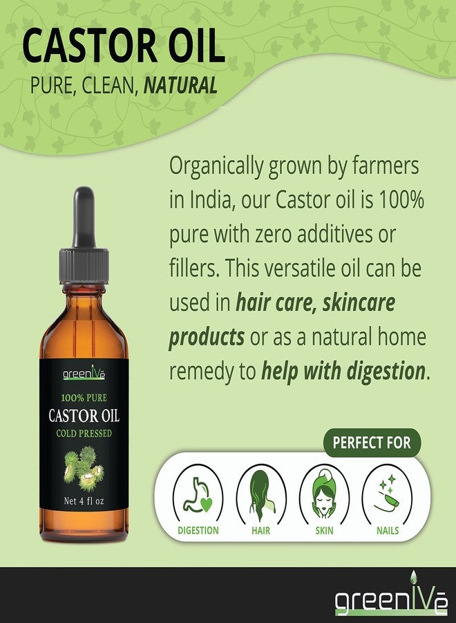 GreenIVe Castor Oil Organically Grown 100% Pure 4 fl oz Bottle Cold Pressed, Hexane Free, Eyelash and Eyebrow Growth Serum, Skin Moisturizer Detox and Wraps - Image 5