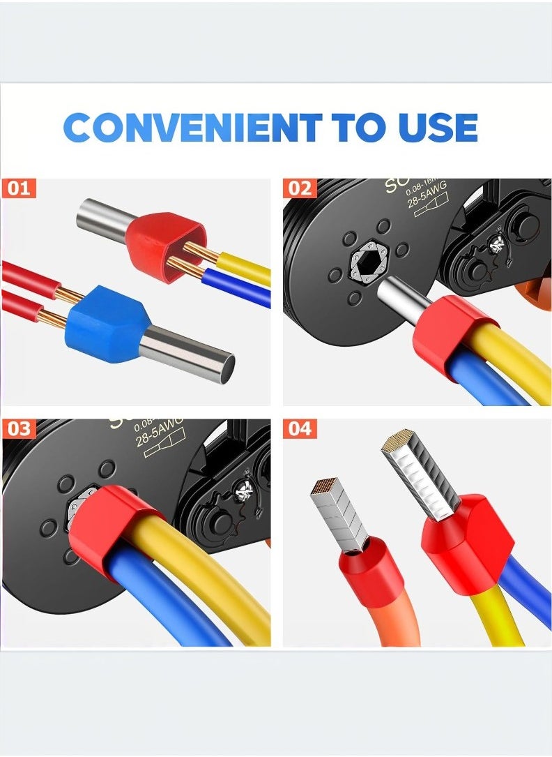 HSC8 16-6 0.08-16mm² Hexagonal Ratcheting Crimper 1200PC Dual Wire Terminal