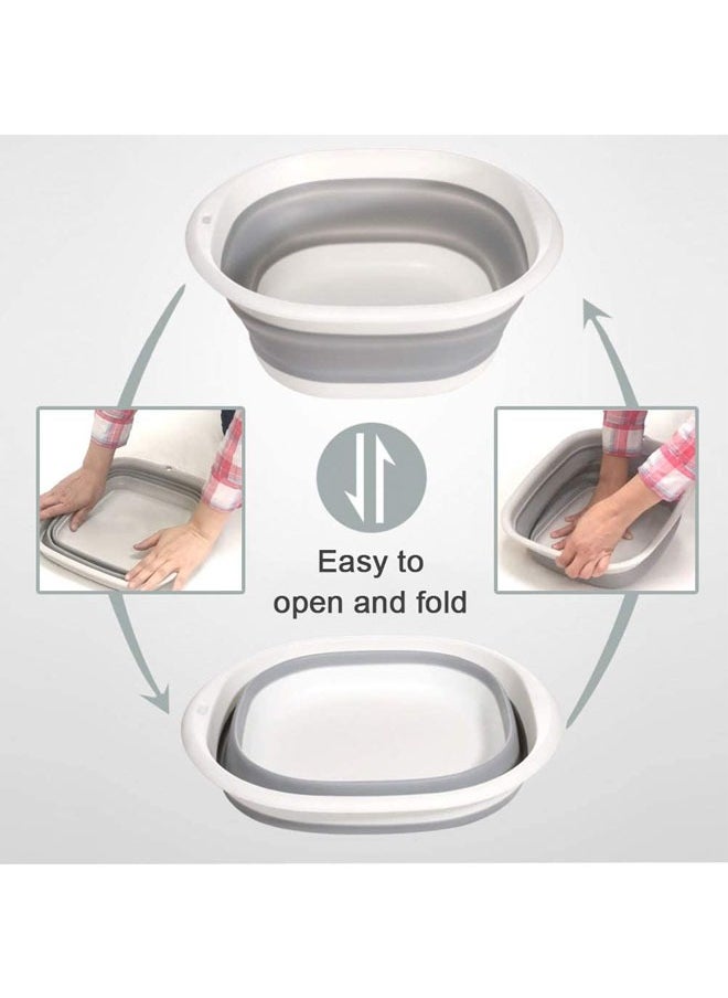 Collapsible Wash Basin, Portable and Space Saving, Multi-Function Use, Plastic+TPR, Large and High Capacity (Pack of 3)