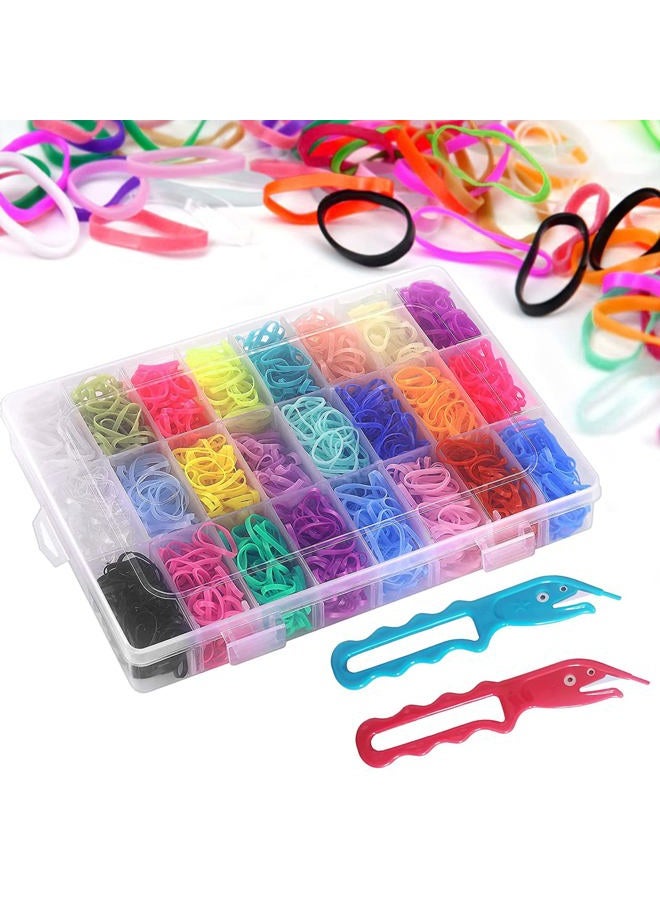 LifHap Elastic Hair Band for Girls, 2000 Pcs Small Elastic Hair Ties with Organizer Box and 2 Pcs Elastic Hair Tie Cutter,24 Color Mini Elastic Baby Hair Ties Colorful Small Rubber Bands - Image 1