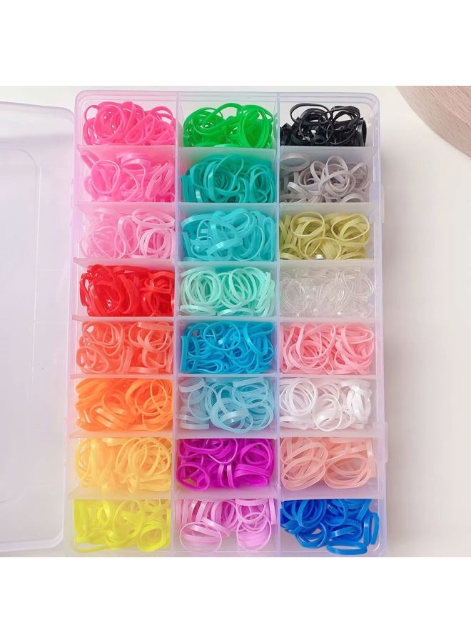 LifHap Elastic Hair Band for Girls, 2000 Pcs Small Elastic Hair Ties with Organizer Box and 2 Pcs Elastic Hair Tie Cutter,24 Color Mini Elastic Baby Hair Ties Colorful Small Rubber Bands - Image 3