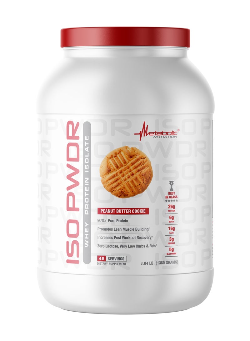 Metabolic Nutrition ISO PWDR Whey Protein Isolate 3.04lbs (1.38kg) - Peanut Butter Cookie - Image 1