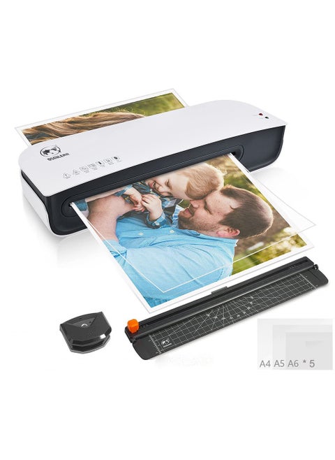 OSMILE SL289 Hot And Cold Laminating Machine, A4A5A6 Laminator Machine Set, 4 in 1 Thermal Laminator for Home Office School Use, 9 inches Max Width,Paper Trimmer,Corner Rounder (15 Laminating Pouches)