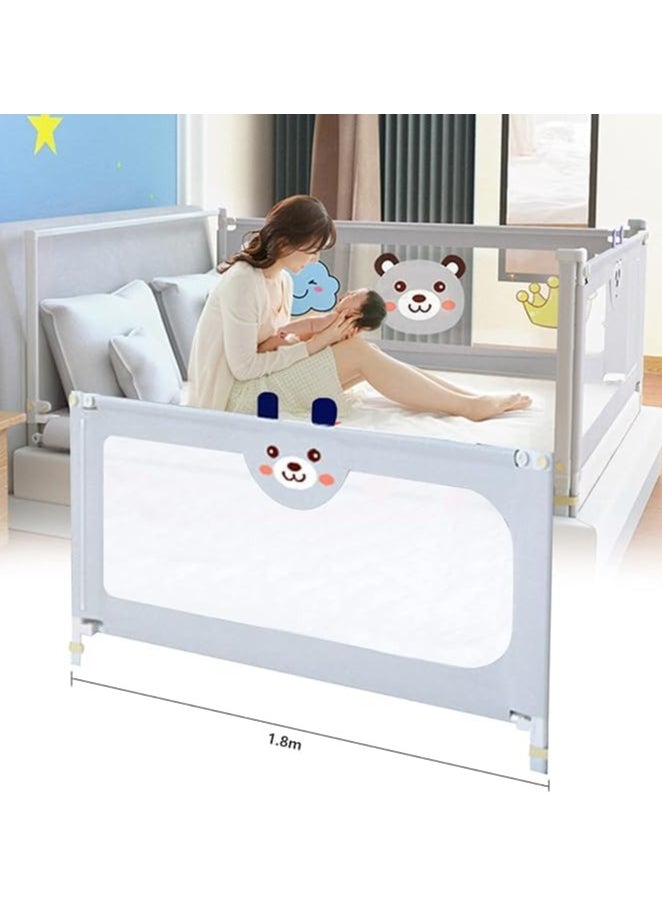 Bed Rail Guard Barrier for Baby, Extra Long Bed Guardrail, Adjustable Height & Foldable Safeguard Bed Rails Single Side Bed (180 * 98cm)  - Image 1