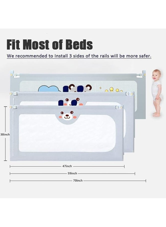 Bed Rail Guard Barrier for Baby, Extra Long Bed Guardrail, Adjustable Height & Foldable Safeguard Bed Rails Single Side Bed (180 * 98cm)  - Image 2