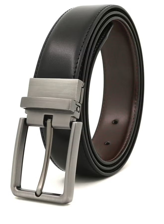 Men's Genuine Leather Belt - Stylish Casual Double-Sided Belt - Perfect Companion to Men's Dress Shoes (130CM) - Image 1