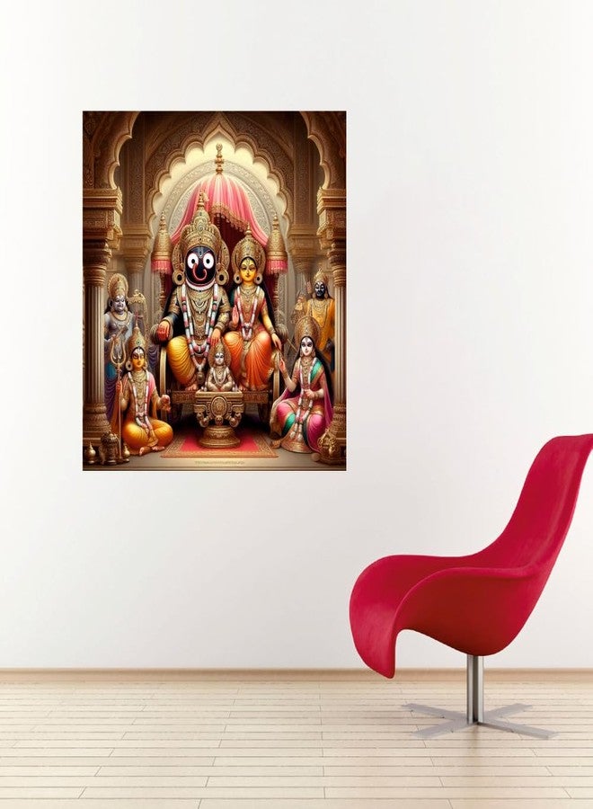 Sky Flying Jagannath Ji, Shubadra Ji God Wall Poster (JAG18_NW_04) Living Room, Pooja Room, KIds Room (Size - 46CM X 46CM) - Image 2