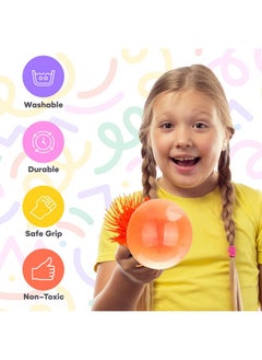 Kicko Puffer Balls - Assorted Colors, Spiky Balls For Kids, Sensory Game, Stress Relief - 5.5'' - 6 Pack  - Image 4
