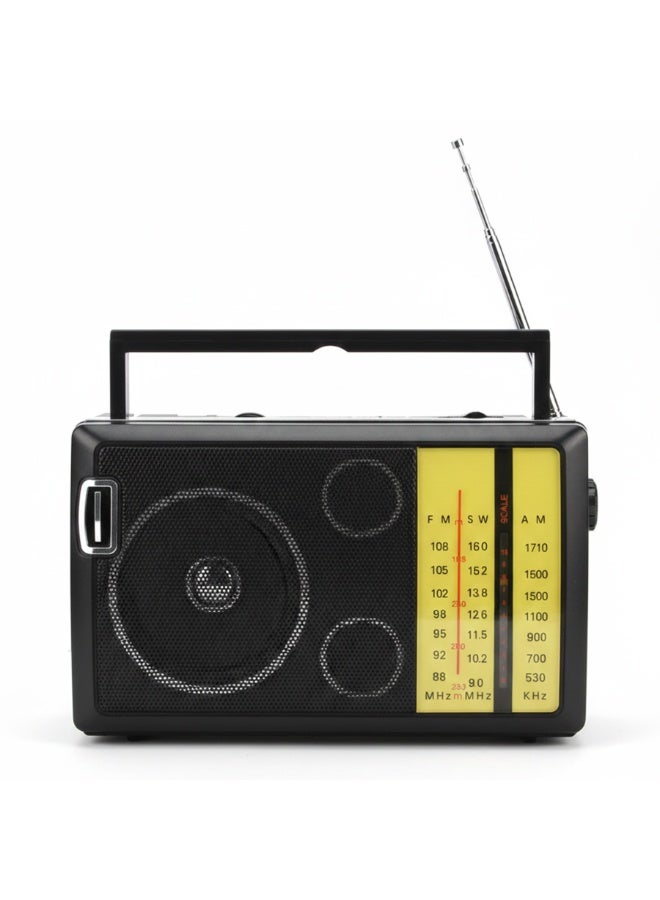 جولون راديو بلوتوث محمول كلاسيكي RX-M50BT، مستقبل متعدد الموجات FM/AM/SW، صوت عالٍ وواضح، بطارية قابلة للشحن، تشغيل عبر USB وبطاقة SD، حزام حمل سهل، راديو لاسلكي بتصميم كلاسيكي، أسود - Image 1