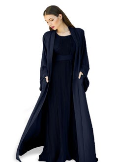 NUKHBAA Blue Charcoal color Abaya with Inner dress- 2pcs set-602C19  - Image 2