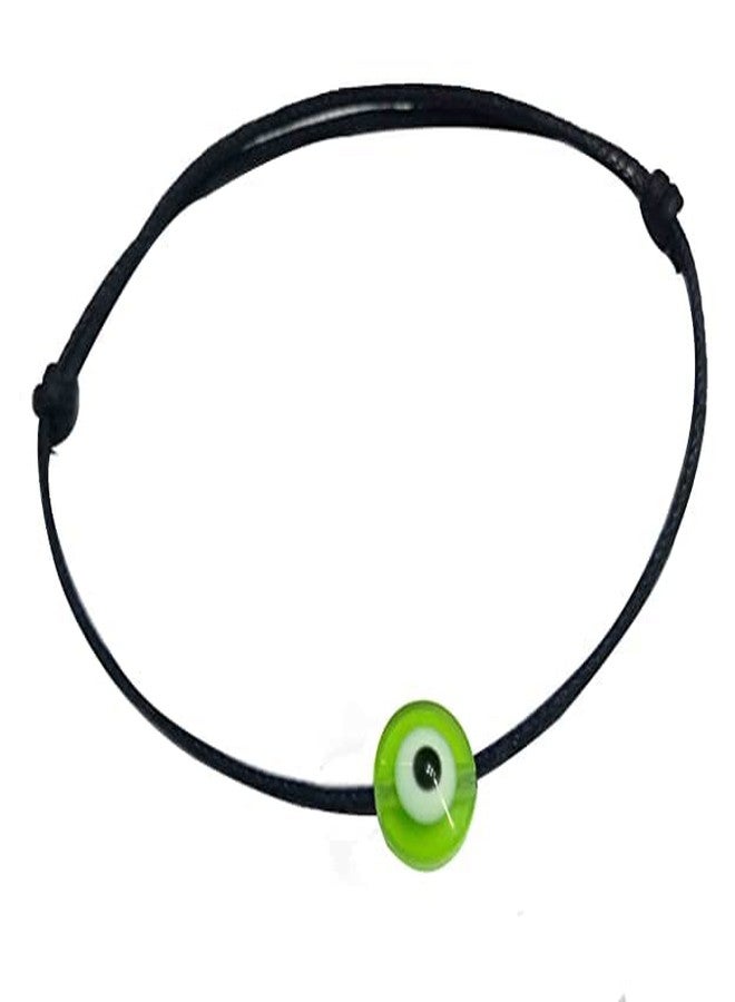 LIGAMENT Black Thread With Evil Eye Nazariya Anklet Adjustable For Girls Women Teenager (Green) - Image 1