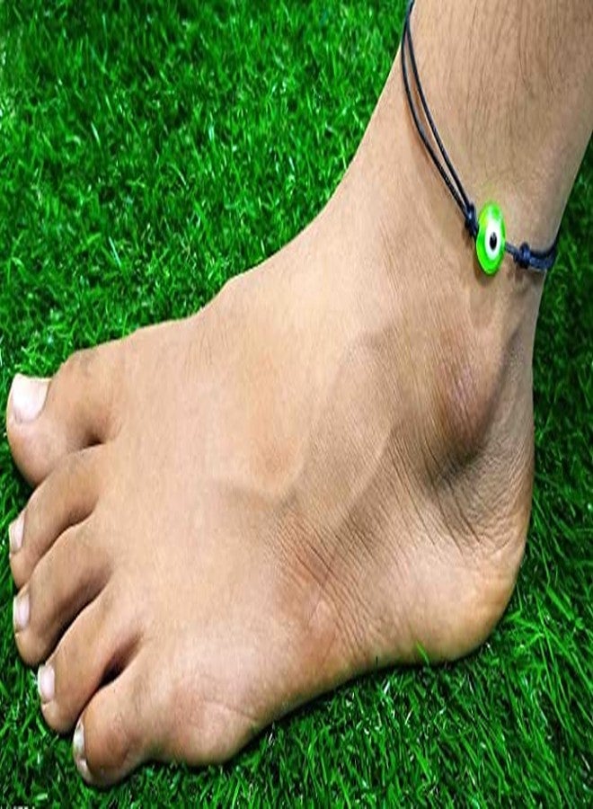 LIGAMENT Black Thread With Evil Eye Nazariya Anklet Adjustable For Girls Women Teenager (Green) - Image 3