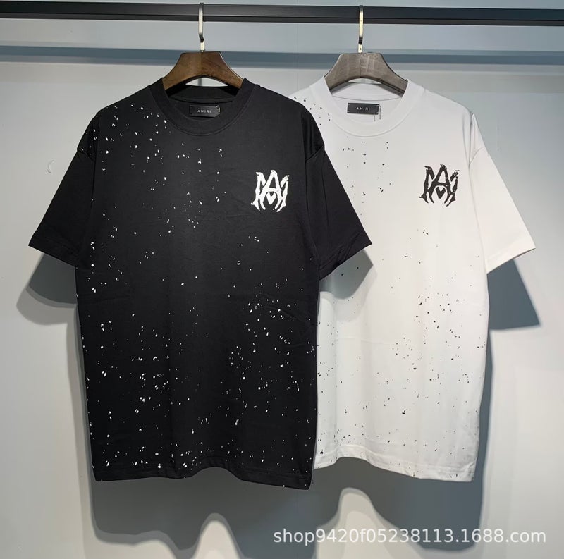 Summer Style Ami Splash Letter Logo Printed Short-Sleeved T-Shirt For Men And Women, One Piece Delivery - Image 2