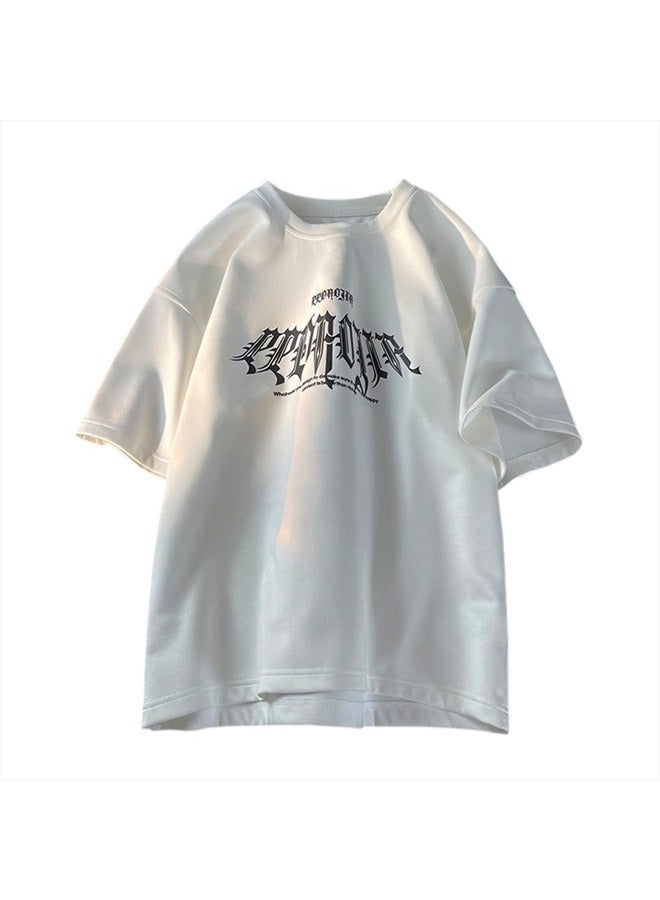 GURUNVANI Men Vintage Crewneck T-Shirt Graphic Tees Hip Hop Short Sleeve Tops, White, Medium - Image 1