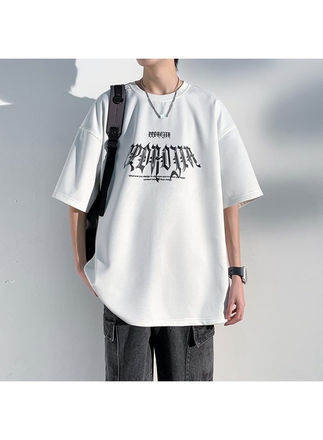 GURUNVANI Men Vintage Crewneck T-Shirt Graphic Tees Hip Hop Short Sleeve Tops, White, Medium - Image 4