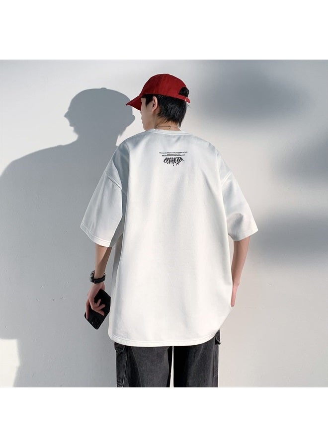 GURUNVANI Men Vintage Crewneck T-Shirt Graphic Tees Hip Hop Short Sleeve Tops, White, Medium - Image 5