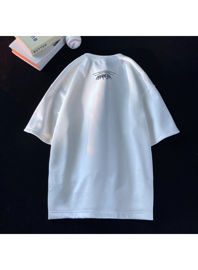 GURUNVANI Men Vintage Crewneck T-Shirt Graphic Tees Hip Hop Short Sleeve Tops, White, Medium - Image 2