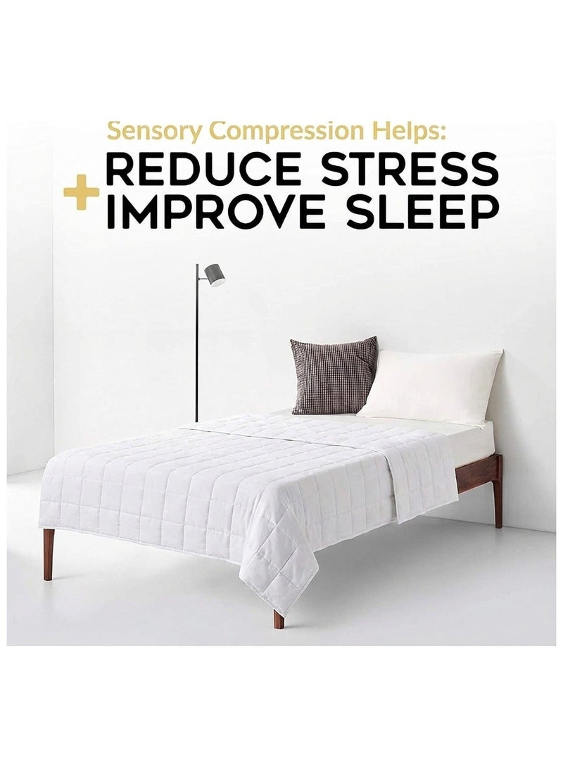 فابينني بطانية بوزن 15 رطلًا، بطانية ثقيلة للكبار مقاس 60 بوصة × 80 بوصة، لتخفيف القلق، علاج التوحد، الأرق، تخفيف التوتر، بيضاء 6.8 كجم، 150 × 200 سم - Image 4