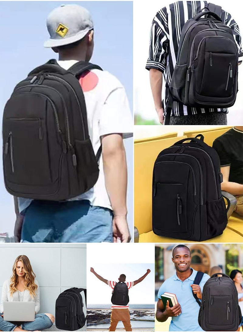 Qiccijoo Laptop Backpack for Men & Women Business Travel Backpack with Usb Charging Port College School Computer Backpack Fits 15.6 Inch Laptop Notebook(Black)