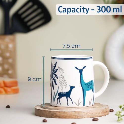 The Earth Store Stag Blue Coffee Mug Set of 1 to Gift to Best Friends, Coffee Mugs, Microwave Safe Ceramic Mugs, (300 ml Each) - Image 2