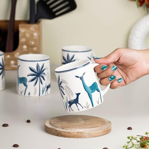 The Earth Store Stag Blue Coffee Mug Set of 1 to Gift to Best Friends, Coffee Mugs, Microwave Safe Ceramic Mugs, (300 ml Each) - Image 3