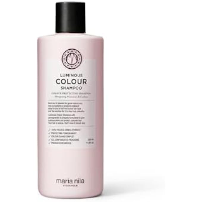 Maria Nila Luminous Color, Color-preserving Shampoo for Shiny Glossy Hair, For Natural or Dyed hair, Pomegranate & Color Guard Complex stops Color Loss from Washing & Styling