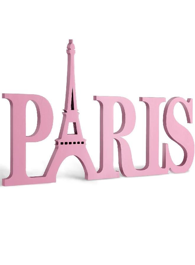 Yalikop Paris Decor for Bedroom Wooden Paris Themed Wall Decor Paris Wooden Letters Eiffel Tower Decor, Paris Wood Sign Decor Art for Girls Bedroom Bathroom French Room Home Wall Art Decoration (Pink)  - Image 5